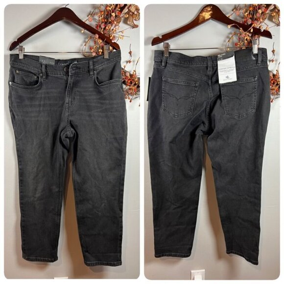 Lauren Ralph Lauren Petite Mid-Rise Tapered Jeans - Sz 8 PETITE Deep Black